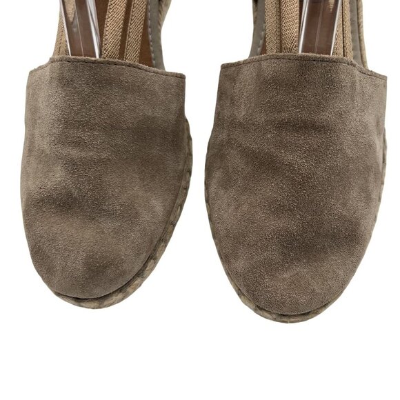 Verbenas Women 9 Tan Suede Piedra Wedge Espadrille Sandals Cap Toe Made In Spain - Picture 6 of 14